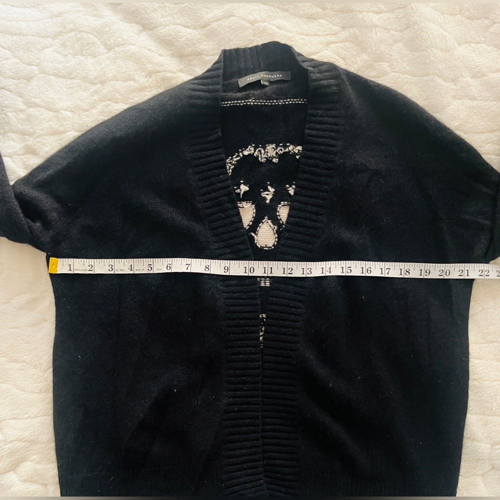 Skull Cashmere Black LIng Sleeve Cashmere CardiganEmbroidered Skull on Back XS - Picture 4 of 8